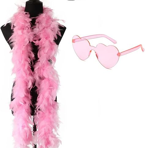 Pink Boas Feathers, Pink Feather Scarf, Pink Feather Boa Outfit, Pink Feather Boa Aesthetic, Feather Party Decorations, Face Painting For Women, Feather Boa Aesthetic, Feather Boa Outfit, 1920s Burlesque