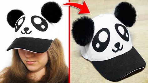 Hola a tod@s, hoy os enseño como reciclar una aburrida gorra blanca para poder transformarla en esta gorrita de Panda que queda super chula y kawaii y además es fácil y rápida de hacer así que espero que os guste y os sirva el vídeo, bechisssss !  ♡ Nuest. Diy, Diy Panda Costume, Bolo Panda, Panda Outfit, Panda Items, Tie Brooch, Panda Costumes, Judith Leiber Bags, Panda Birthday, Panda Party