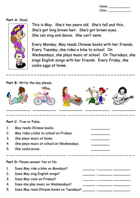 Reading Comprehension Worksheets - Best Coloring Pages For Kids Reading Activities For Middle School, Middle School Reading Comprehension, Free Reading Comprehension Worksheets, Fun Reading Activities, Reading Comprehension For Kids, Simple Present, Middle School Reading, 1st Grade Worksheets, Fun Worksheets