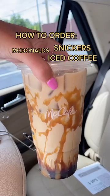 Sarah Margaret on Instagram: "MCDONALD’S SNICKERS ICED COFFEE #mcdonalds #mcdonaldssecretmenu #snickers #snickerscoffee #mcdonaldshacks #coffee" Iced Coffee Mcdonalds, Snickers Iced Coffee, Coffee Mcdonalds, Mcdonalds Iced Coffee, Mcdonalds Coffee, Starbucks Secret Menu Recipes, Cold Starbucks Drinks, Starbucks Drinks Diy, Secret Starbucks Recipes