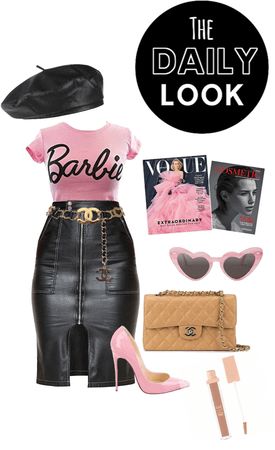 Black Barbie Inspired Outfits, Black Barbie Looks Outfits, Outfits To Go Watch Barbie, Biker Barbie Outfit, Barbie Outfits For Halloween, Black Barbie Outfits For Women, Punk Barbie Outfit, Retro Barbie Outfits, Barbie Brunch Outfit