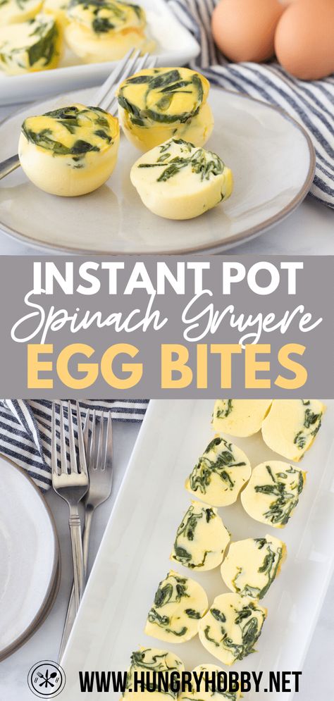 Stuck at home and love Starbucks Sous Vide Bites? Make your own for a fraction of the cost using your Instant Pot! These Spinach Gruyere Instant Pot Egg Bites are even freezer friendly! #eggenthusiast #sponsored #vegetarian #eggs Instant Pot Egg Bites, Egg Nutrition, Sous Vide Egg, Starbucks Egg Bites, Spinach Chicken, Egg Bites Recipe, Crockpot Breakfast, Boiled Egg Diet, Egg Bites