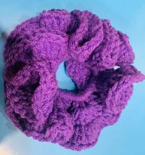 Easy Crochet Scrunchie Pattern, Free Crochet Hair Scrunchie Pattern, Crochet A Scrunchie, Crochet Large Scrunchies, Crochet Ruffle Scrunchies, Crochet Scrubbies, Ear Warmer Headband, Washcloth Pattern, Crochet Hair Accessories