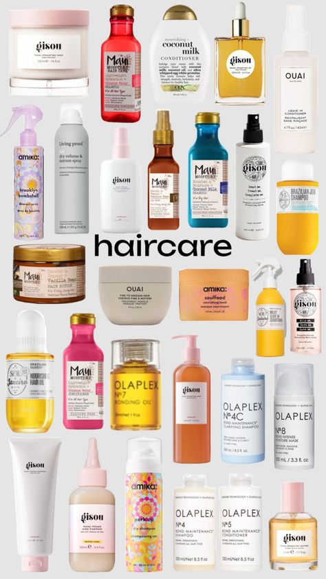 haircare gisou gisouhair soldejaneiro ouai olaplex amika maui Best Haircare Product, Hair Care Wishlist, Maui Haircare, Maui Hair Care, Haircare Products Aesthetic, Hair Products Aesthetic, Coconut Milk Conditioner, Favorite Hair Products, Best Hair Products