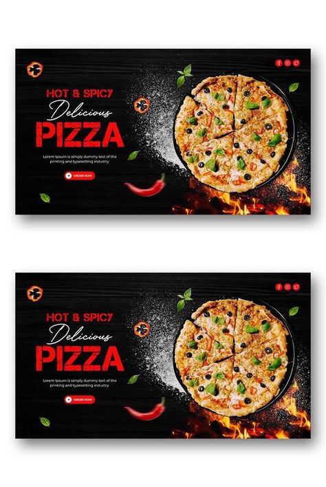 Delicious Pizza and Restaurant Food Menu Website Banner#pikbest#templates Pizza Sale, Pizza Flyer, Italian Food Restaurant, Creative Pizza, Food Social Media, Website Banner Design, Restaurant Social Media, Pizza Menu, Fast Food Menu