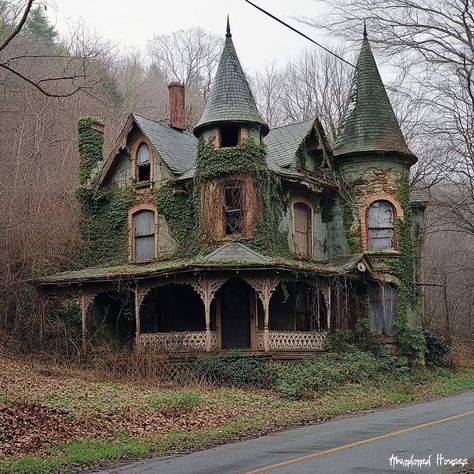 Abandoned Victorian Homes, Cottage Goth Aesthetic, Old Gothic House, Gothic House Exterior, House Abandoned, Creepy Old Houses, Witchy House, Creepy Houses, Old Abandoned Houses