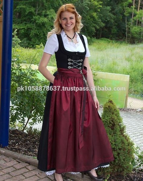 Summer Bavarian Dirndl Dress - Authentic German Dirndl Dresses ... Long Dirndl, Dress Dirndl, Dirndl Dress Traditional, German Traditional Dress, Bavarian Dress, German Dress Dirndl, Scottish Dress, German Clothing, Pretty Clothing