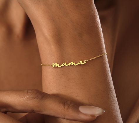 14K Gold Mother Bracelet , Mama Bracelet , Gift for Mom , Mother's Gift , Name Bracelet , Gold Bracelets for Everyday ,Handmade Jewelry Gift Name Bracelet Gold, Mother Bracelet, Mama Bracelet, Mothers Bracelet, Gold Bracelets, Handmade Jewelry Gift, Elegant Bracelet, Name Bracelet, Solid Gold Jewelry