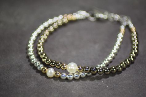 Nobodys Fool Sterling Silver Pearls 14k Gold Pyrite - Etsy Hill Tribe Silver, Silver Anklets, Ivory Pearl, Strand Bracelet, Hammered Silver, Smokey Quartz, Photo Bracelet, Color Combo, Silver Pearls