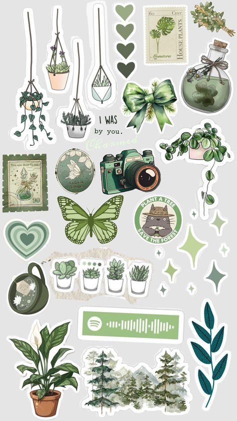 #greenstickers Vintage Aesthetic Stickers Printables, Green Scrapbook, Book Cover Page Design, Scrapbook Printables Free, Bond Paper Design, Green Sticker, Iphone Case Stickers, Scrapbook Stickers Printable, Scrapbook Printables