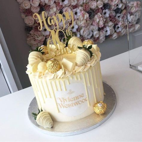 40th Birthday Cake For Women Simple, Gold Cake Birthday, Birthday Cake For Women Simple, 25th Birthday Cakes, Gold Birthday Cake, 30 Birthday Cake, Elegant Birthday Cakes, 40th Birthday Cakes, Creative Cake Decorating