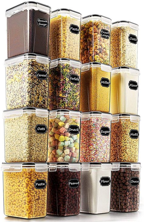 Food Canisters, Cereal Storage, Pantry Fridge, Dry Food Storage, Food Storage Organization, Urban Cottage, Food Storage Container Set, Kitchen Hacks Organization, Bulk Food