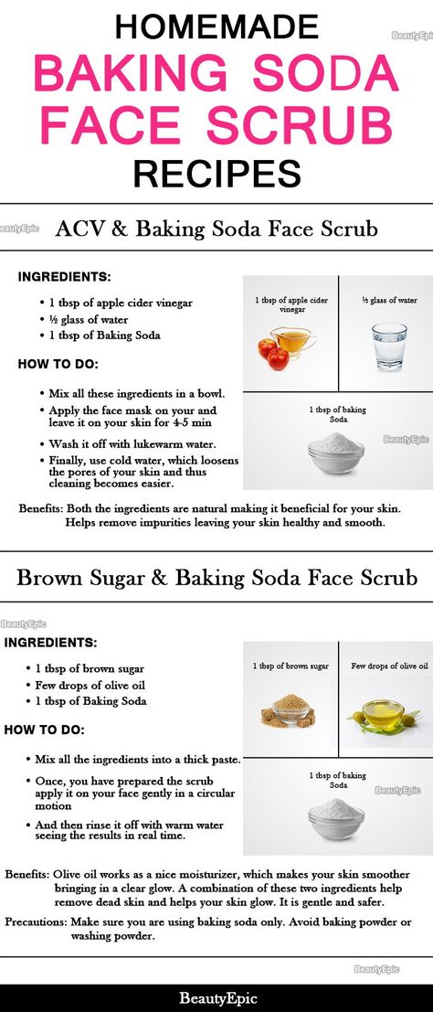 Homemade Baking Soda Face Scrub Recipes Homemade Baking Soda, Baking Soda Facial, Facial Scrub Recipe, Baking Soda Face Scrub, Face Scrub Recipe, Gentle Face Scrub, Baking Soda Scrub, Baking Soda Face Mask, Baking Soda Face