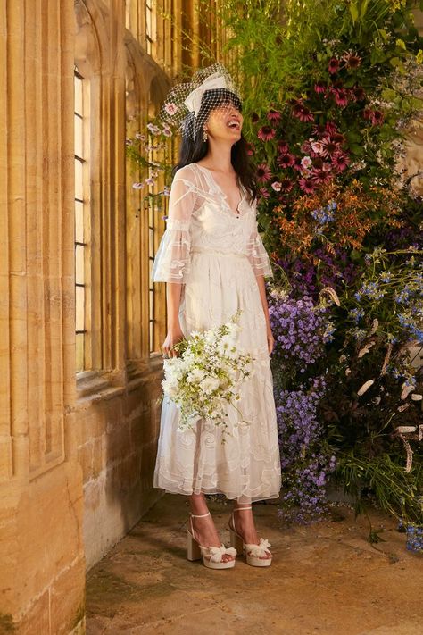 Silk organza and mesh applique are embroidered onto soft Italian tulle with motifs of intertwined ribbons, swallows and waves. Raw edged layered tulle adds to the romantic, free-spirited mood of the Temperley bride. Click through to shop the full collection. #TemperleyBridal #TemperleyLondon #BridalJewellery #BrideToBe #WeddingInspiration #WeddingDress #DreamDress Temperley London Wedding Dress, Registry Office Wedding Dress, Temperley Bridal, Temperley London Bridal, Registry Office Wedding, Alice Temperley, Temperley London, Elegant Skirt, Swallows