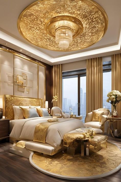 Gold Bedroom Ideas, Bedroom Ideas For Women, Royal Bed, Luxurious Decor, Beautiful Bedroom Decor, Designer Bed, Gold Bedroom, Woman Bedroom, Bedroom Bed Design