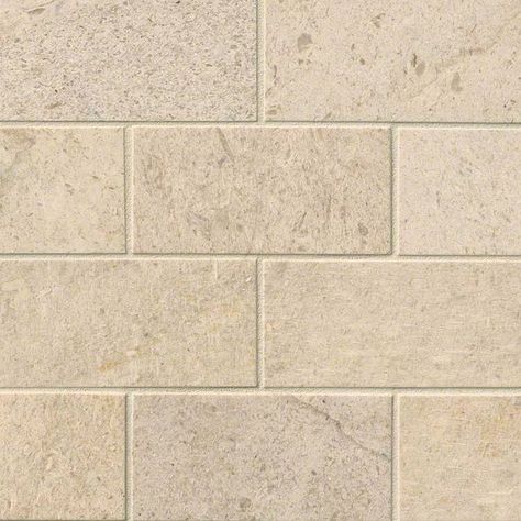 oastal Sand Subway Tile 3” x 6” honed limestone tiles are a neutral, soothing shade of soft beige with natural variation. This natural stone tile is imported from Mexico, and is easy to maintain. Bathroom Tiles Beige, Subway Backsplash, Trendy Bathroom Tiles, Beige Cabinets, Pebble Floor, Limestone Flooring, Sand Stone, Limestone Tile, Best Floor Tiles