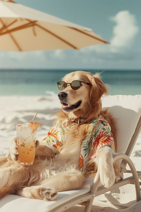 Cheerful Golden Retriever at the Beach Beach Dog, Dogs On Vacation, Beach Golden Retriever, Cute Dog On Beach, Dogs On The Beach Photos, Dogs On Beach, Golden Retriever Puppy At The Beach, Golden Retriever On Beach, Inspirational Digital Art