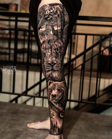 Sleeve Animal Tattoo, Full Leg Tattoo, Full Leg Tattoos, Artists Studios, Seminyak Bali, Forever Book, Leg Sleeve Tattoo, Artist Custom, Leg Sleeve