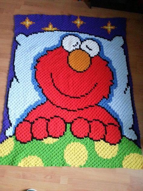 Elmo Cross Stitch, Elmo Blanket, Thick Yarn Blanket, Elmo Sesame Street, Sc Crochet, Crochet Rag Rug, Corner To Corner Crochet, Graph Crochet, Beginner Crochet Projects