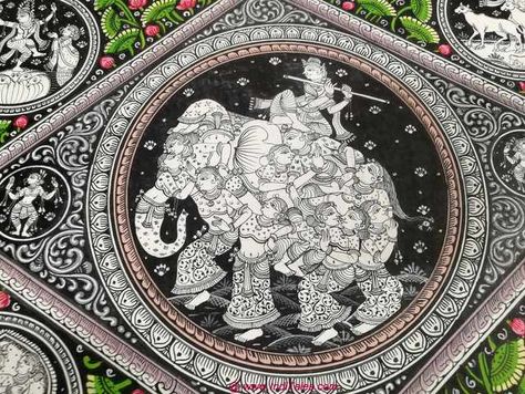 Raghurajpur - Pattachitra Artisan Village In Puri, Odisha | Inditales Pattachitra Elephant, Pattachitra Paintings Odisha, Pattachitra Paintings, Zentangle Animals Art, Pattachitra Art, Puri Odisha, Healthy Competition, Kalamkari Art, Zentangle Animals