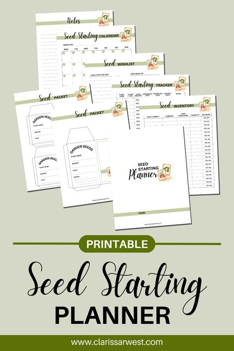 Garden Seed Starting Tips - FREE Planner • Clarissa R. West Seed Starting Calendar, Inventory Printable, Tracker Free, Kids Planner, Garden Planner, Mini Farm, Free Planner, Seed Packets, Previous Year