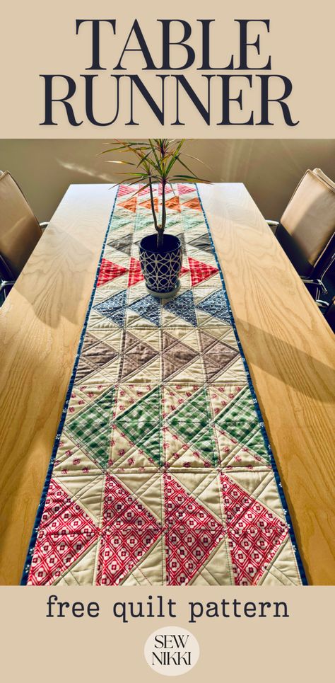 Flying Geese Quilt Pattern - "Detour" Table Runner - Sew Nikki Modern Table Runners Quilted, Flying Geese Quilt Pattern, Geese Quilt Pattern, Easy Table Runner, Table Runner Quilt Pattern, Quilt Pattern Easy, Amish Quilt Patterns, Geese Quilt, Table Runner Quilt