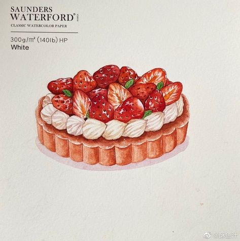 Pie Drawing, Cake Sketch, Desserts Drawing, Food Art Painting, Strawberry Art, Dessert Illustration, 귀여운 음식 그림, Food Png, Watercolor Food