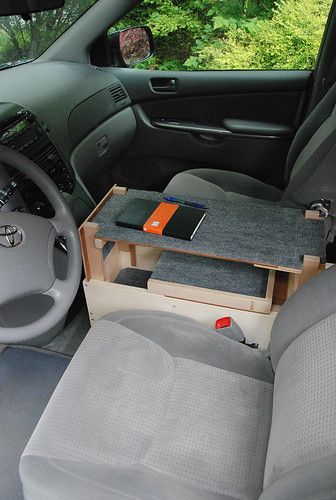 Honda Element Camping, Van Shelving, Custom Center Console, Kangoo Camper, Minivan Camper Conversion, T6 California, Car Interior Diy, Work Van, Minivan Camping