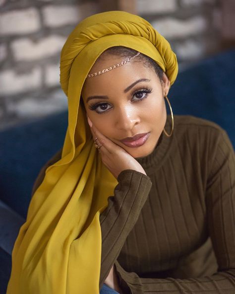 Image may contain: one or more people and closeup Headscarf Tutorial, Estilo Hijab, Dusk Blue, Evening Mini Dresses, Head Wrap Styles, Hair Wrap Scarf, Chiffon Hijab, Stylish Hijab