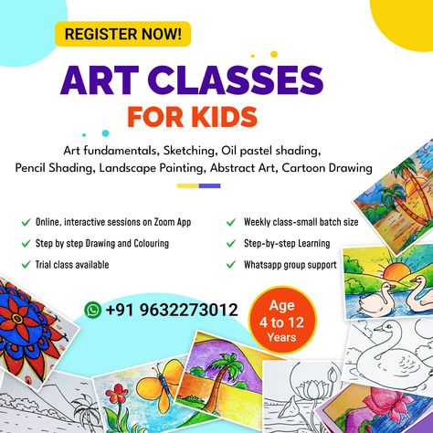 Educational Banner, Art Syllabus, Art Classes For Kids, Drawing Classes For Kids, Name Drawings, Tutorial Class, Drawing Classes, Reading Posters, Kids Painting