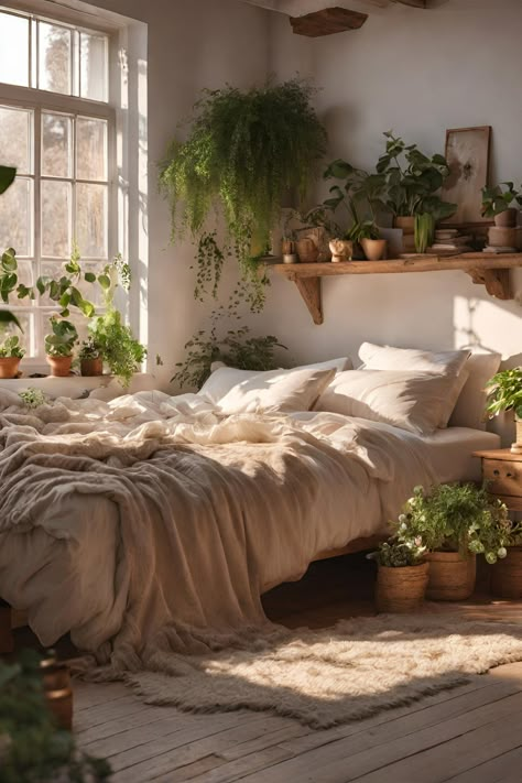 #hygge #bedroomdecor #boho #plants Boho Plants, Zimmer Diy, Lots Of Plants, Earthy Bedroom, Room Redesign, Redecorate Bedroom, Cozy Room Decor, Bohemian Bedroom, Apartment Decor Inspiration