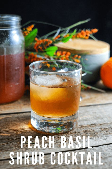 This easy to make shrub cocktail is make with apple cider vinegar, basil, peach, bourbon and simple syrup. We will show you how to make this great peach recipe. #gastronomblog #cocktails #peaches #whiskey #drink Irish Whiskey Cocktails, Scotch Cocktails, Shrub Drink, Peach Basil, Basil Simple Syrup, Basil Cocktail, Shrub Recipe, Peach Bourbon, Cider Vinegar Drink