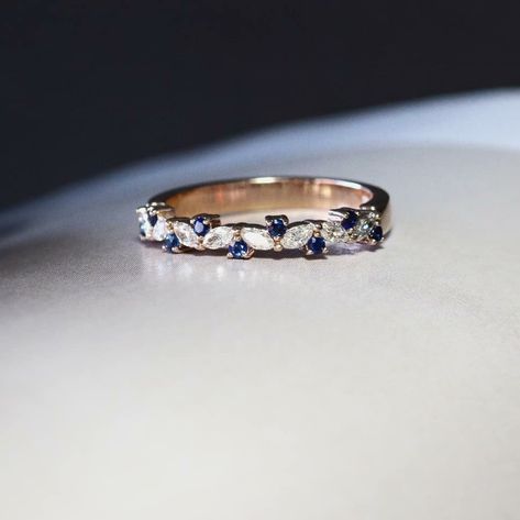 Black Sapphire Wedding Band, Diamond And Sapphire Eternity Band, Colorful Wedding Bands For Women, Diamond And Sapphire Band, Wedding Bands Sapphire, Wedding Band With Sapphire, Diamond And Sapphire Wedding Band, Earthy Wedding Rings, Birthstone Wedding Band