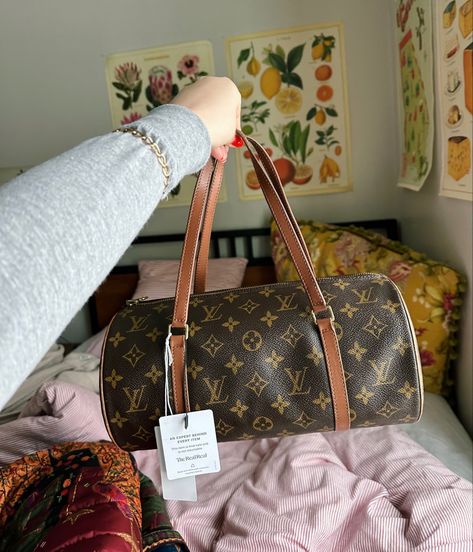 Lv Papillon Bag Outfit, Lv Outfit, Real Bedroom, Sac Louis Vuitton, The Real Real, Louis Vuitton Papillon, Real Real, Monogram Handbag, Lv Monogram