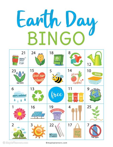 Free Printable Earth Day Bingo | Earth Day Activities for Kids Earth Day Activities For Kids, Earth Day Games, Earth Day Worksheets, Mazes For Kids Printable, Bingo Card Generator, Earth Activities, Free Bingo Cards, Recycling Activities, Earth Week