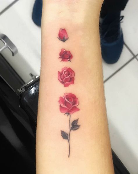 Growing rose tattoo Rose Bud Tattoo, Rose Vine Tattoos, Shoulder Cap Tattoo, Rose Flower Tattoos, Rose Tattoos For Women, Flower Wrist Tattoos, Red Rose Tattoo, Skeleton Hand Tattoo, Vine Tattoos