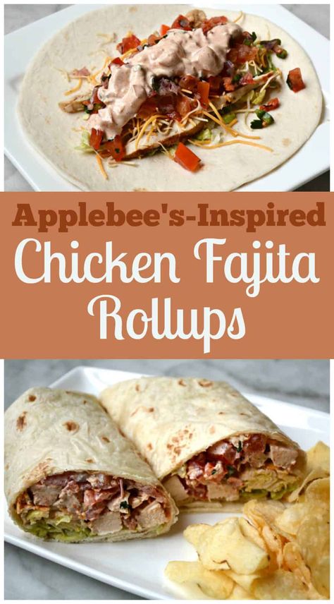 Applebees Chicken Fajita Roll-Ups Recipe - Thrifty Nifty Mommy Chicken Fajita Rollup Recipe, Chicken Fajita Rollup, Applebees Chicken, Chicken Fajita Wraps, Applebees Recipes, Tandoori Masala, Chicken Fajita, Mexican Foods, Copycat Restaurant Recipes