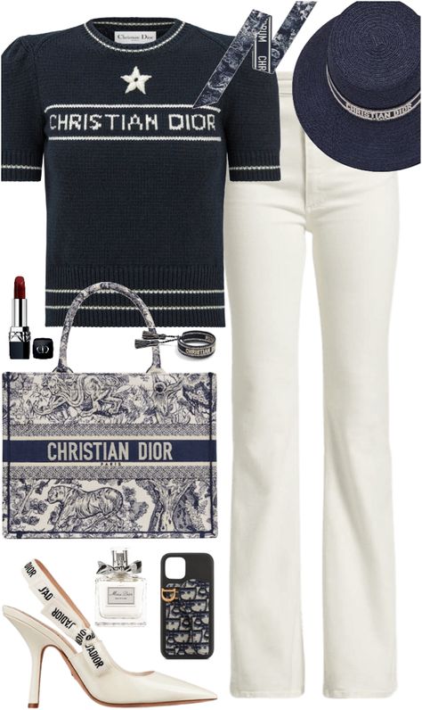 Dior Fashion Aesthetic, Dior Outfits Women Fashion, Dior Set Outfit, Christian Dior Outfits Women, Dior Shirt Outfit, Dior Sweater Outfit, Dior Style Outfit, Dior Heels Outfit, Dior Clothes Casual