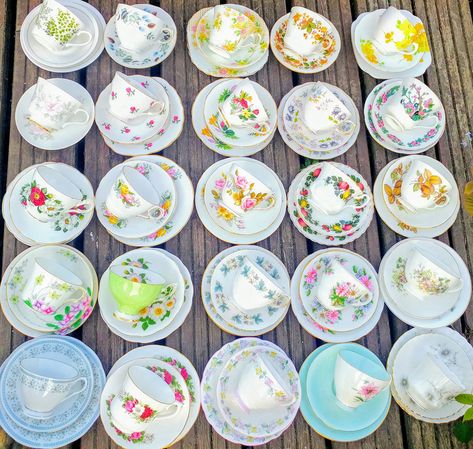 Mismatched Tea Cups, Mismatched Tea Party Table Setting, Eclectic Tea Party Mismatched China, Mix Match Tea Party Table Settings, Mismatch Tea Party, Mismatched Tea Party, Tea Party Table Settings, Tea Table Settings, Victorian Tea Party