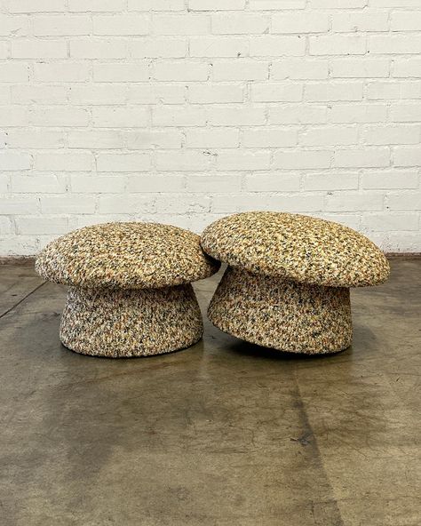 Speckled Tapered Mushroom Ottoman- Sold Separately Price: 350 Dimensions:W20 D20 H13 Mushroom Ottoman, Fuzzy Fabric, Oversized Area Rugs, Ottoman Footstool, Accent Throw Pillows, Area Rug Runners, Upholstered Ottoman, 8x10 Area Rugs, Large Area Rugs