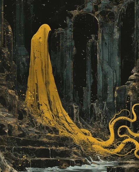 Hastur Art, Lovecraftian Aesthetic, King In Yellow Art, Eldritch Entity, Cosmic Horror Aesthetic, Hp Lovecraft Art, Eldritch Character Design, Cthulhu Aesthetic, Eldritch Horror Art