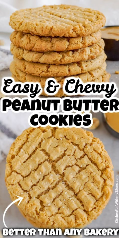 Chewy Peanut Butter Cookie Recipe, Classic Peanut Butter Cookies, Butter Cookie Recipe, Chewy Peanut Butter Cookies, Love Cookies, Peanut Butter Cookie, Butter Cookies Recipe, Oreo Dessert, Peanut Butter Cookie Recipe