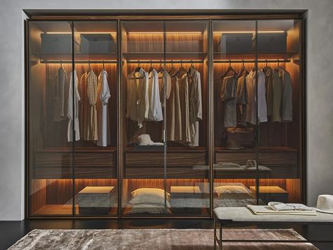 Wood and glass wardrobe MY SUITE | Wood and glass wardrobe by Porada Modern Wardrobe Design Sliding Doors, Wardrobe Design Bedroom Modern, Wardrobe Internal Design, Must Have Furniture, Modern Wardrobe Design, Glass Wardrobe, Minimalistic Home Decor, Wardrobe Design Modern, Glass Closet