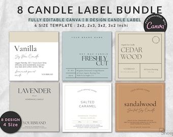 Editable Candle Branding Kit Template, Candle Making Kit, Candle Business Bundle, DIY Candle Label Template, Soy Wax Candle Branding Labels - Etsy Austrália Sticker Small Business, Candle Label Design, Candle Labels Printable, Diy Candle Labels, Candle Labels Design, Custom Candle Labels, Candle Label Template, Labels Design, Modern Candle