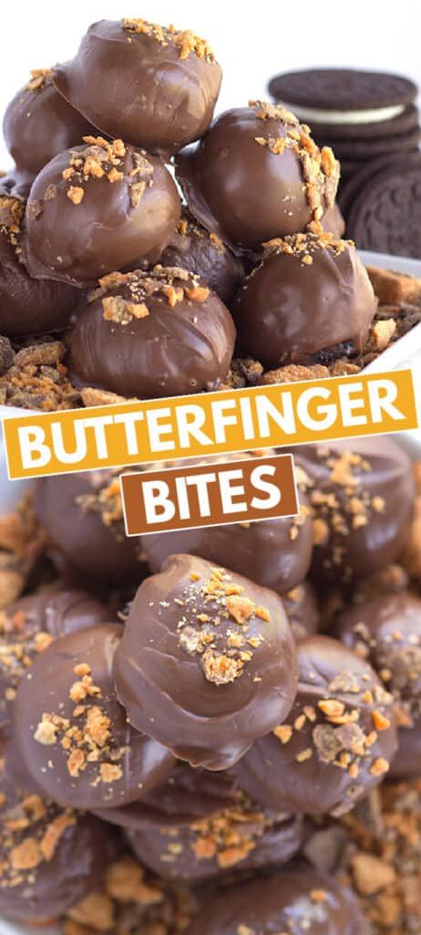 Butterfinger Bites, Butterfinger Recipes, Chocolate Candy Recipes, Recipes Chocolate, Bite Size Desserts, Candy Recipes Homemade, Christmas Candy Recipes, Easy No Bake, Truffle Recipe