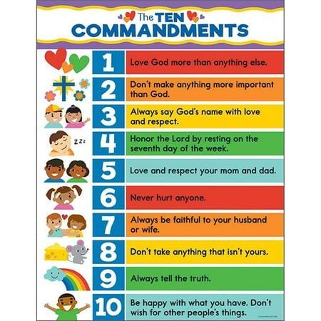 Carson Dellosa Cd-114289 Ten Commandments Chart, Kids Unisex, Size:17" x 22", Multicolor Prayer Journal Prompts, Childrens Bible Study, Prayer Journal Template, Men Who Cheat, Biblical Meditation, Inductive Bible Study, Classroom Charts, The Ten Commandments, Carson Dellosa