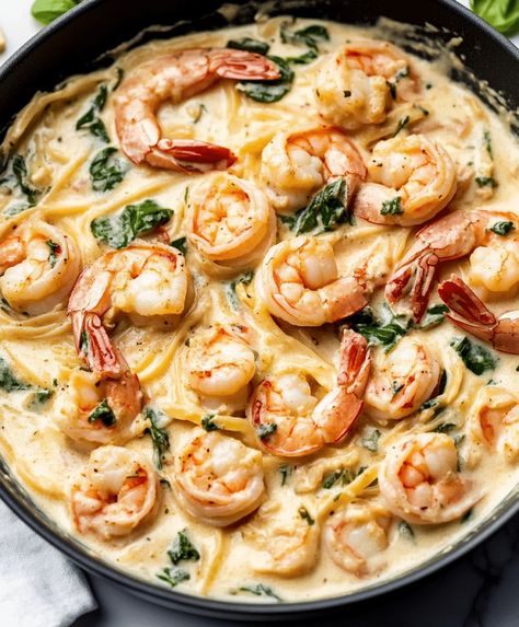 Creamy Tuscan Shrimp Linguine Recipe Shrimp And Scallops Pasta Recipes, Creamy Sausage And Shrimp Pasta, Creamy Tuscan Shrimp Linguine, Shrimp Tagliatelle Recipe, Shrimp With Noodles Recipes, Shrimp Scampi Linguini Recipes, Shrimp Pappardelle Recipes, Shrimp Francese Recipe, Pasta With Shrimp Recipes