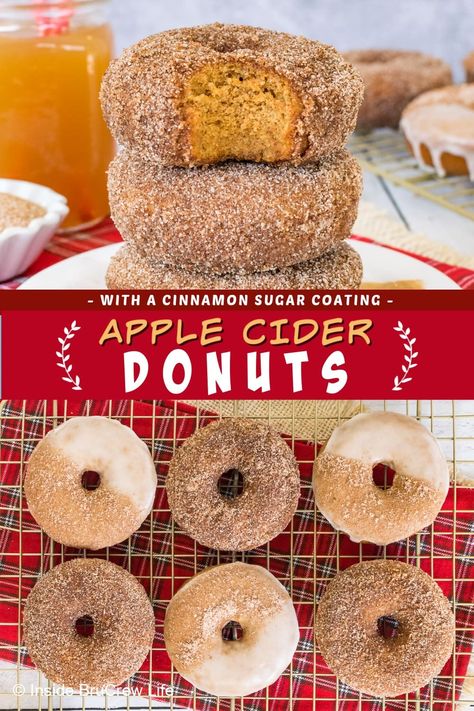 These baked Apple Cider Donuts have a spiced sugar and butter coating that makes the soft homemade donuts taste amazing. Such a great recipe to make for breakfast in the fall! Cider Donuts Recipe, Apple Cider Donuts Recipe, Pumpkin Doughnut, Apple Cider Donuts Baked, Bread Sweet, Homemade Donuts Recipe, Baked Doughnuts, Apple Treat, Baked Donut Recipes