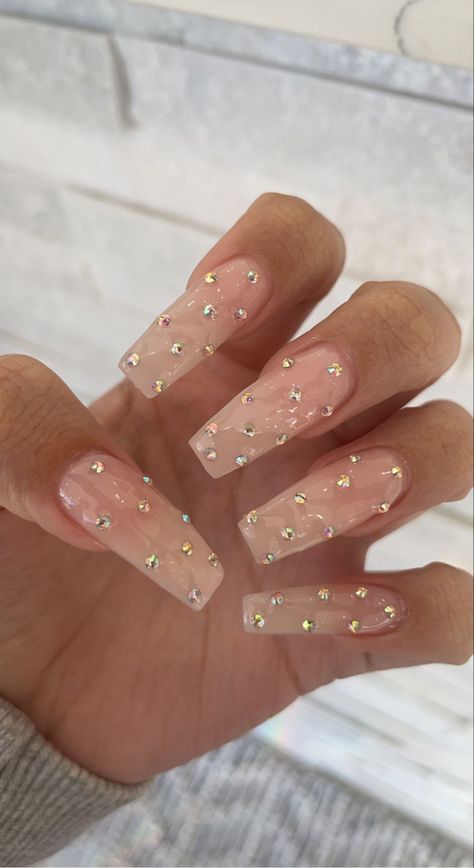 Euphoria Nails, Nails Nude, Gem Nails, Acrylic Nails Coffin Short, Diamond Nails, Crystal Nails, Acrylic Nails Coffin, Funky Nails, Pretty Acrylic Nails