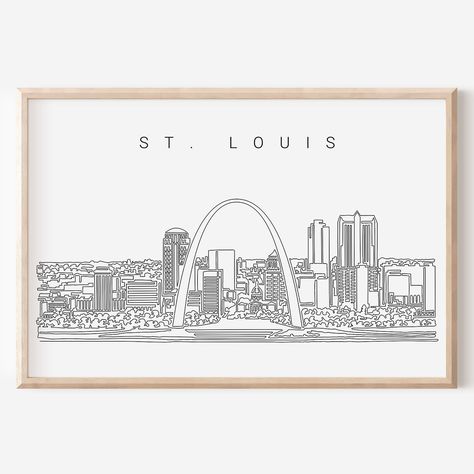 St. Louis in one continuous line. 😍 #onelinedrawing #onelineart #lineart #wallart #stlouis #stlouismo #stlouisgram #stlouismissouri #stlouisart #gatewayarch #gatewayarchstlouis St Louis Art, New Home Owners, Gateway Arch, Gift For New Home, City Scape, One Line Drawing, Home Owners, City Wall Art, St Louis Missouri